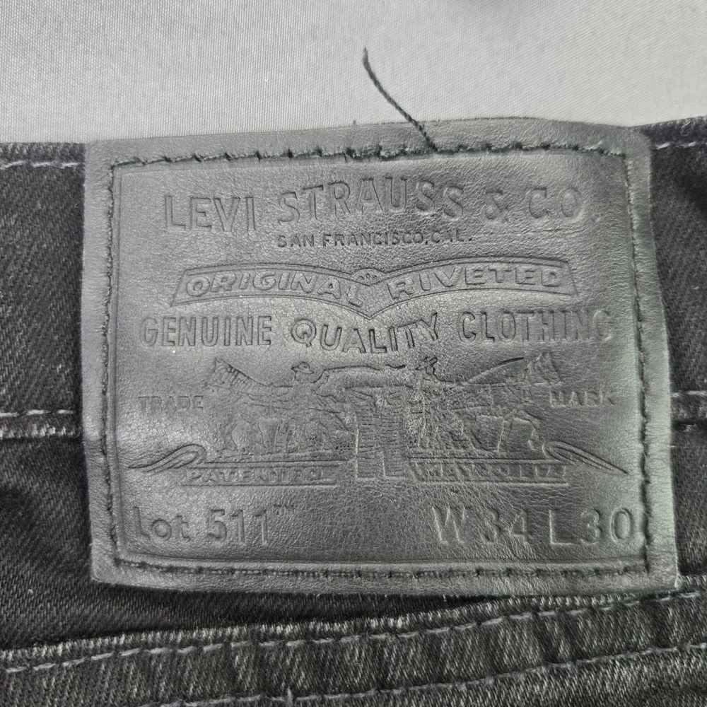 Levi's Jeans 511 Slim Fit 34x30 Black Denim WaterLess Mens Pants Casual